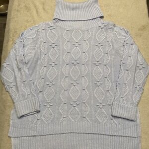 Gretchen Scott Sweater‎ Large Blue Soft Knit Knot Enough Cowl Acrylic